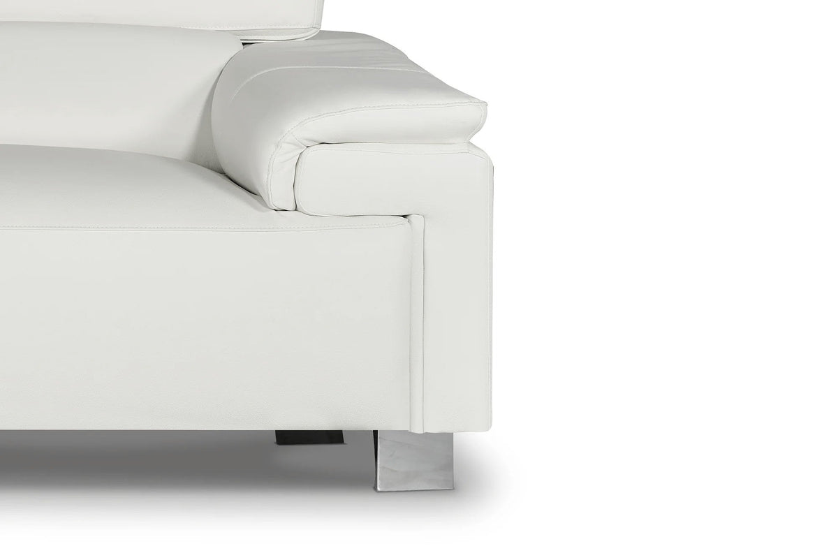 Livorno Genuine Leather White Corner Sofa