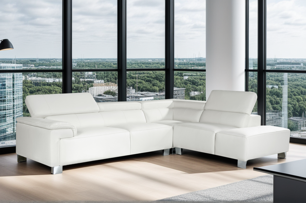 Livorno Genuine Leather White Corner Sofa