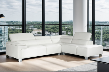 Livorno Genuine Leather White Corner Sofa