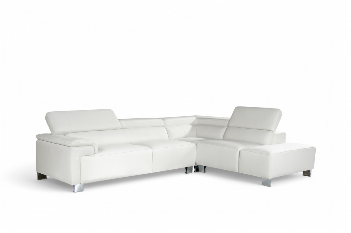 Livorno Genuine Leather White Corner Sofa