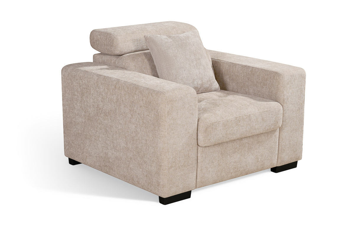Amelia beige chenille armchair – product view 4