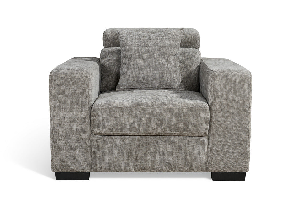 Amelia grey chenille armchair – product view 2