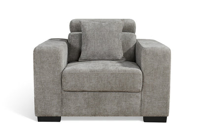 Amelia grey chenille armchair – product view 2