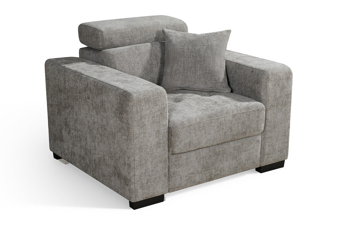 Amelia grey chenille armchair – product view 3