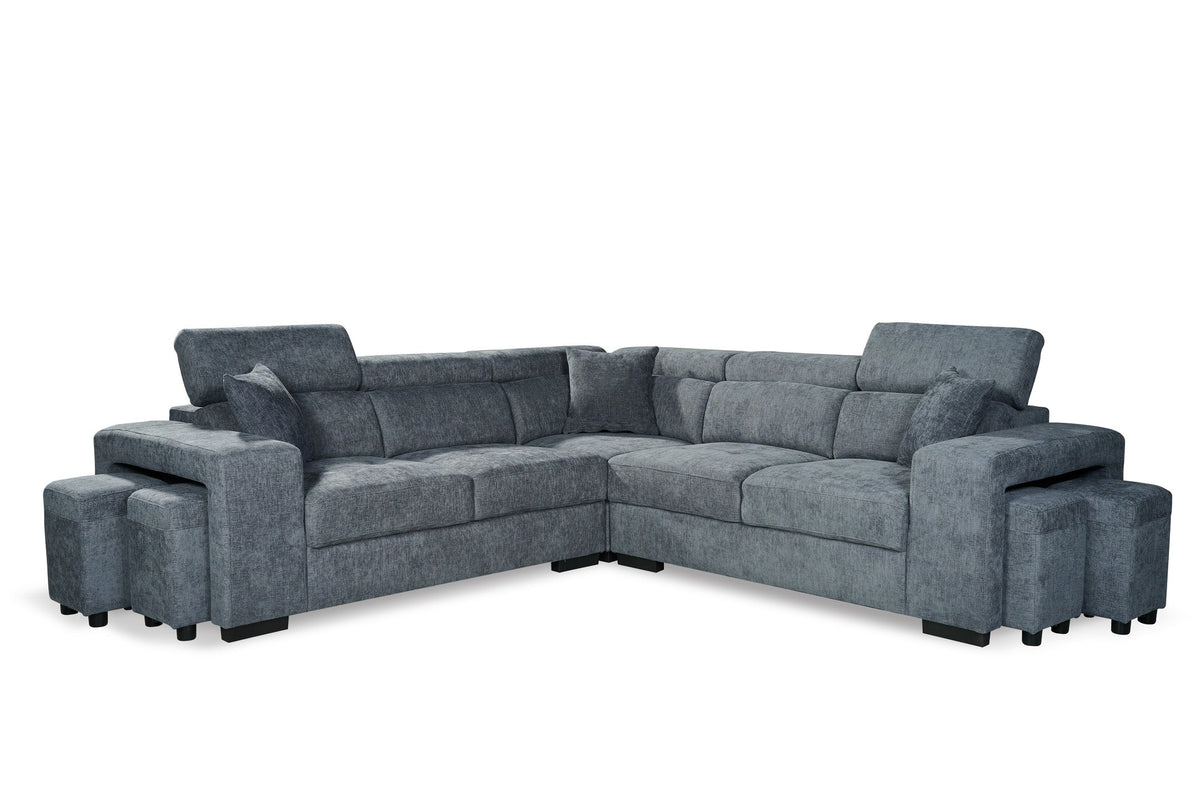 Amy Blue Corner Sofa With Ottomans - product view 2
