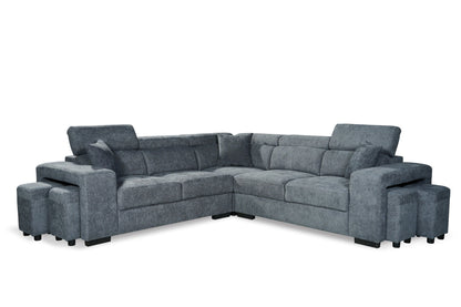 Amy Blue Corner Sofa With Ottomans - product view 2