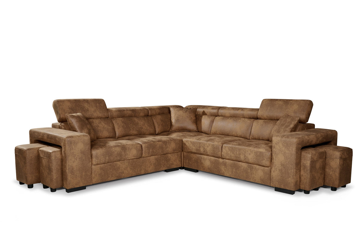 Amy Brown Corner Sofa With Ottomans - product view 2