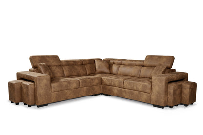Amy Brown Corner Sofa With Ottomans - product view 2