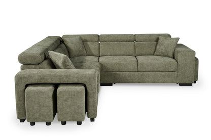 Amy Green Corner Sofa With Ottomans - product view 2