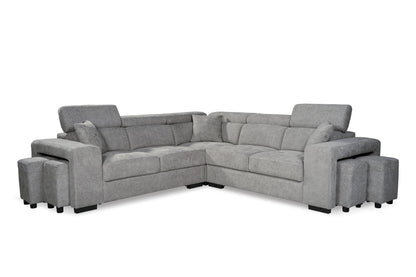 Amy Grey Corner Sofa With Ottomans - product view 2