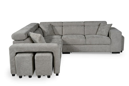 Amy Grey Corner Sofa With Ottomans - product view 3