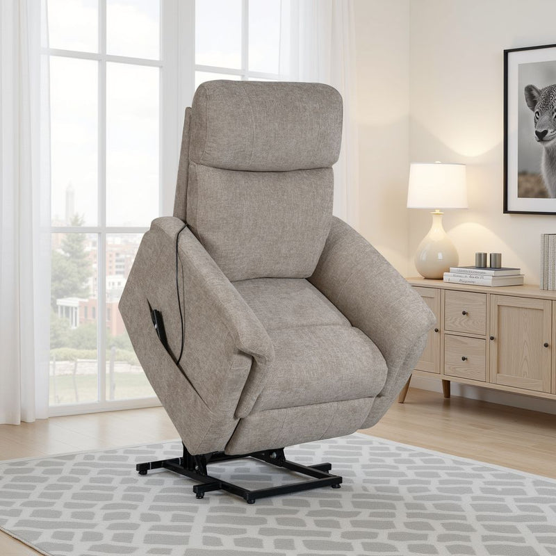 Brunswick Chenille Electric Riser Recliner Armchair - Beige
