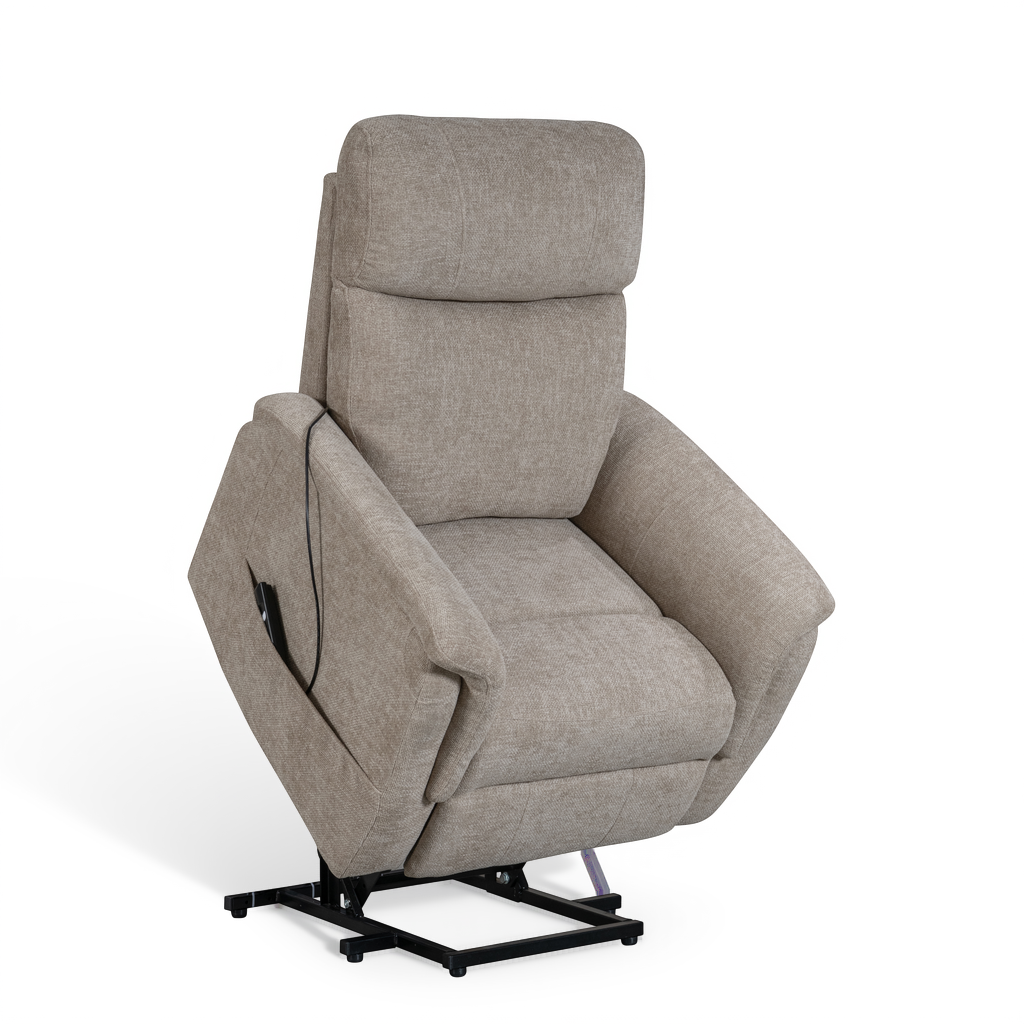 Brunswick beige electric riser recliner armchair – lift position