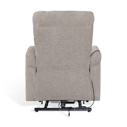 Brunswick beige electric riser recliner armchair – rear view