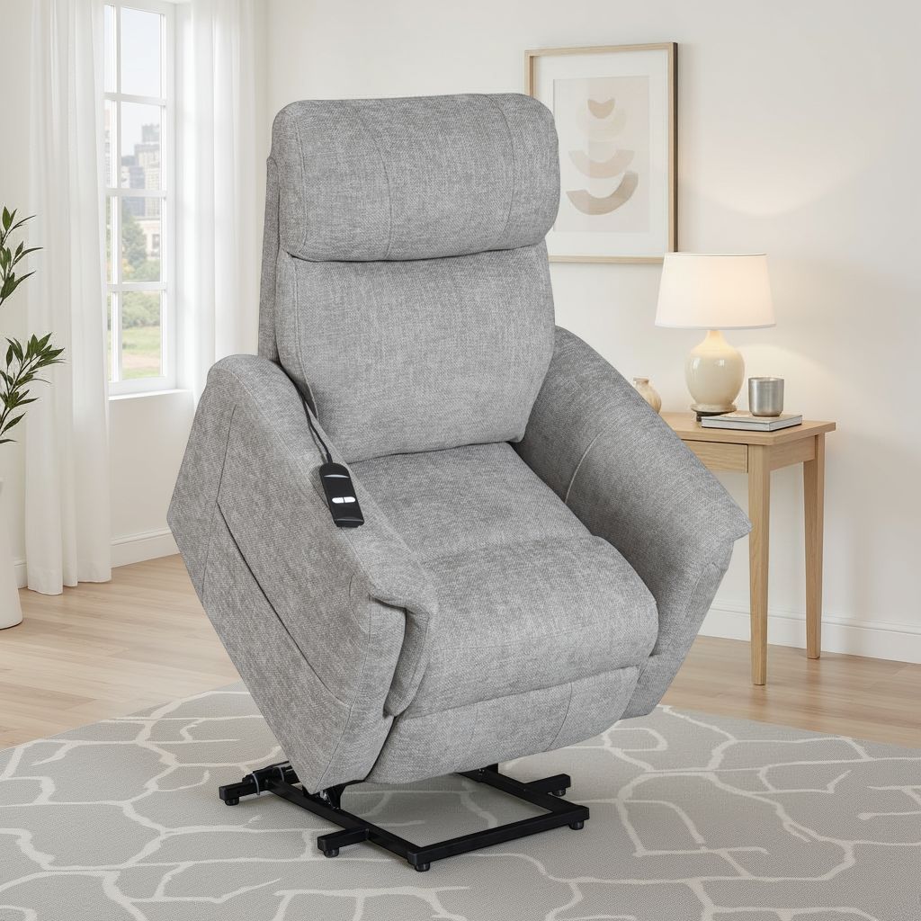 Brunswick grey electric riser recliner armchair – living room view