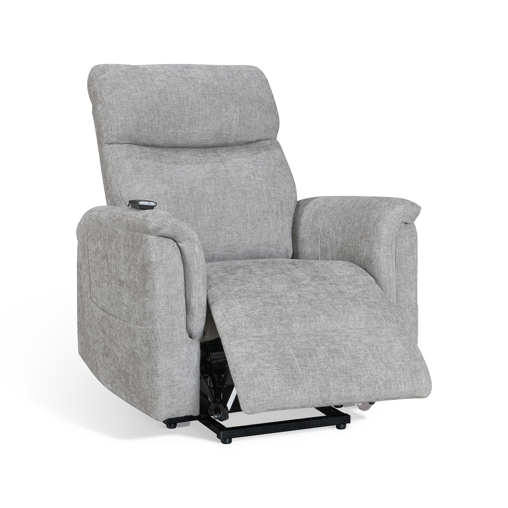 Brunswick grey electric riser recliner armchair – angled view
