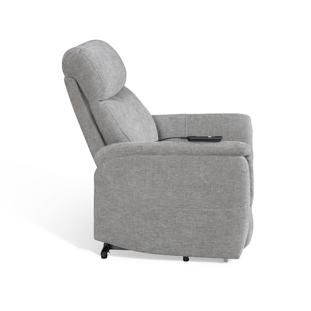 Brunswick grey electric riser recliner armchair – side view
