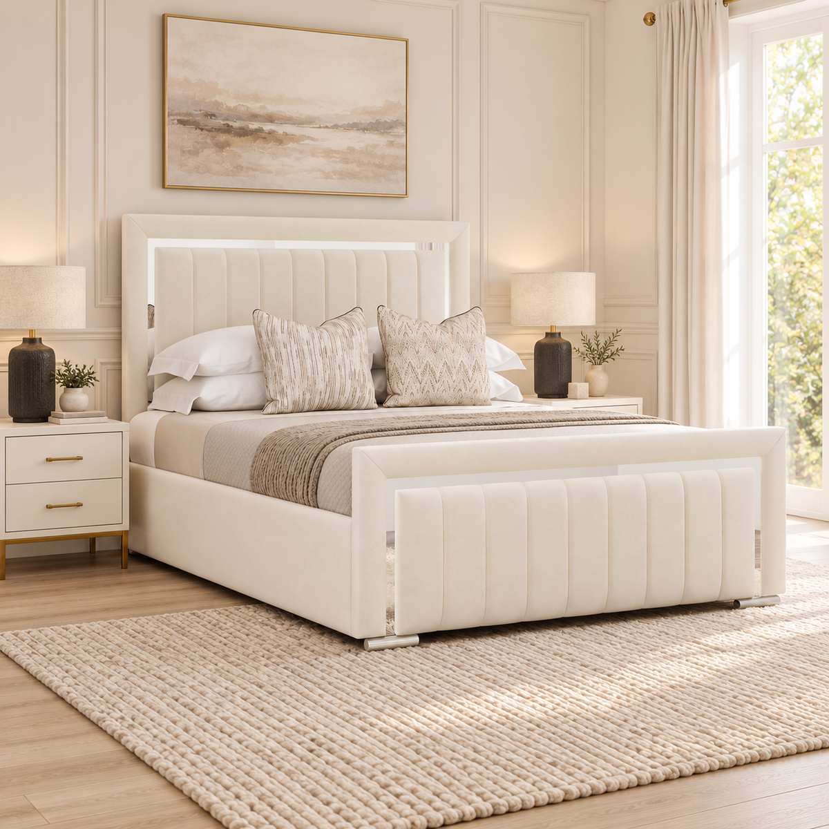 Celine Bed Frame in a warm neutral bedroom, showing the original bed design