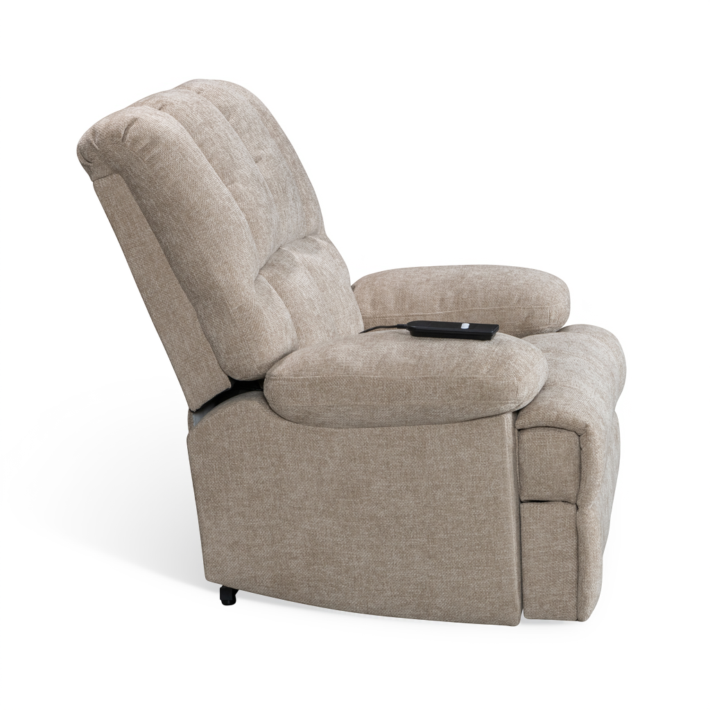 Edmonton beige electric riser recliner armchair – side view