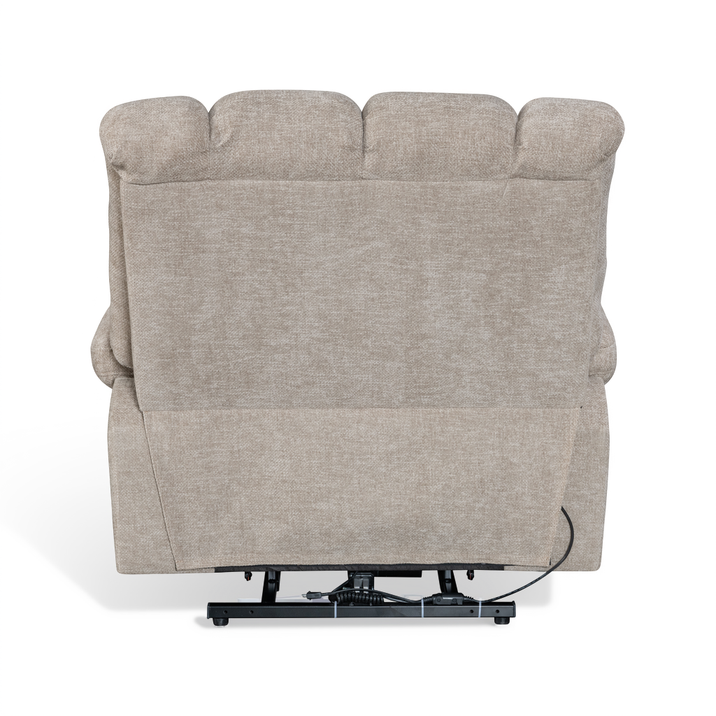 Edmonton beige electric riser recliner armchair – rear view