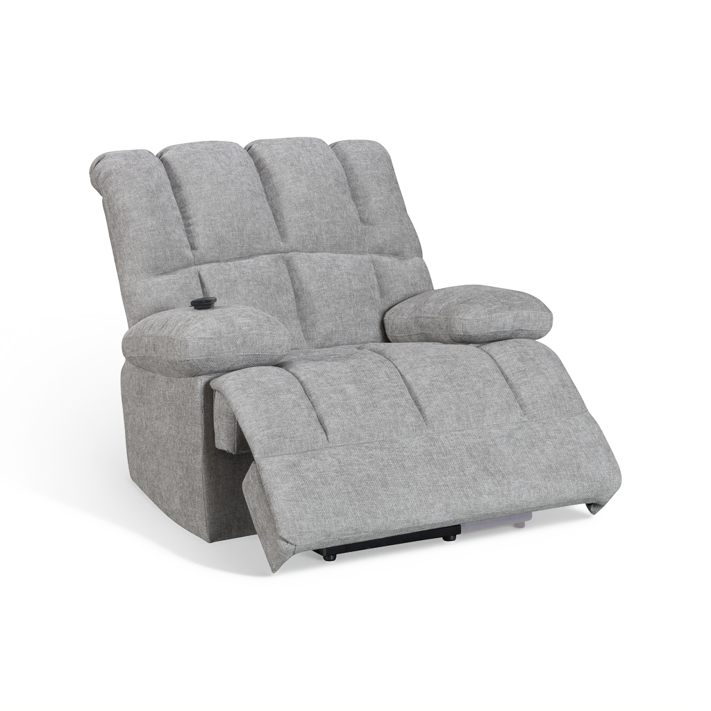 Edmonton grey electric riser recliner armchair – angled view