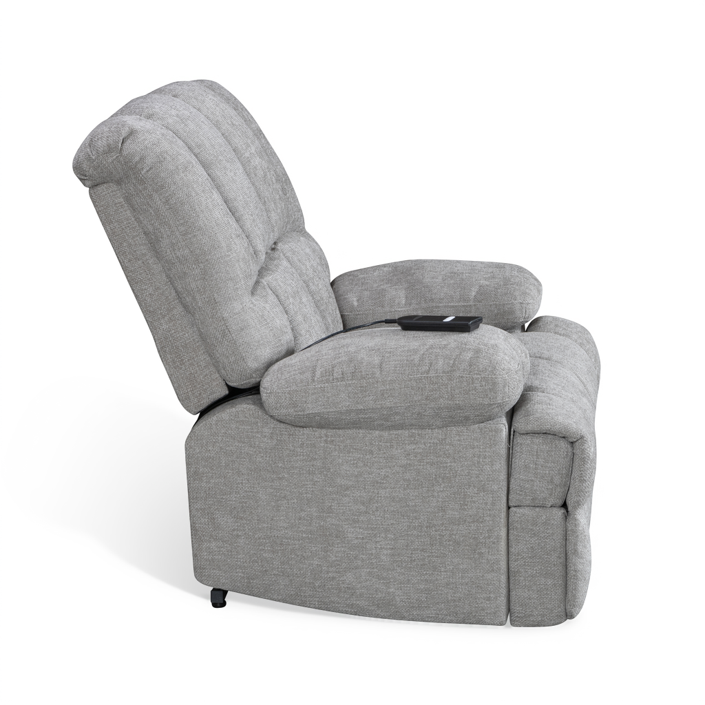 Edmonton grey electric riser recliner armchair – side view