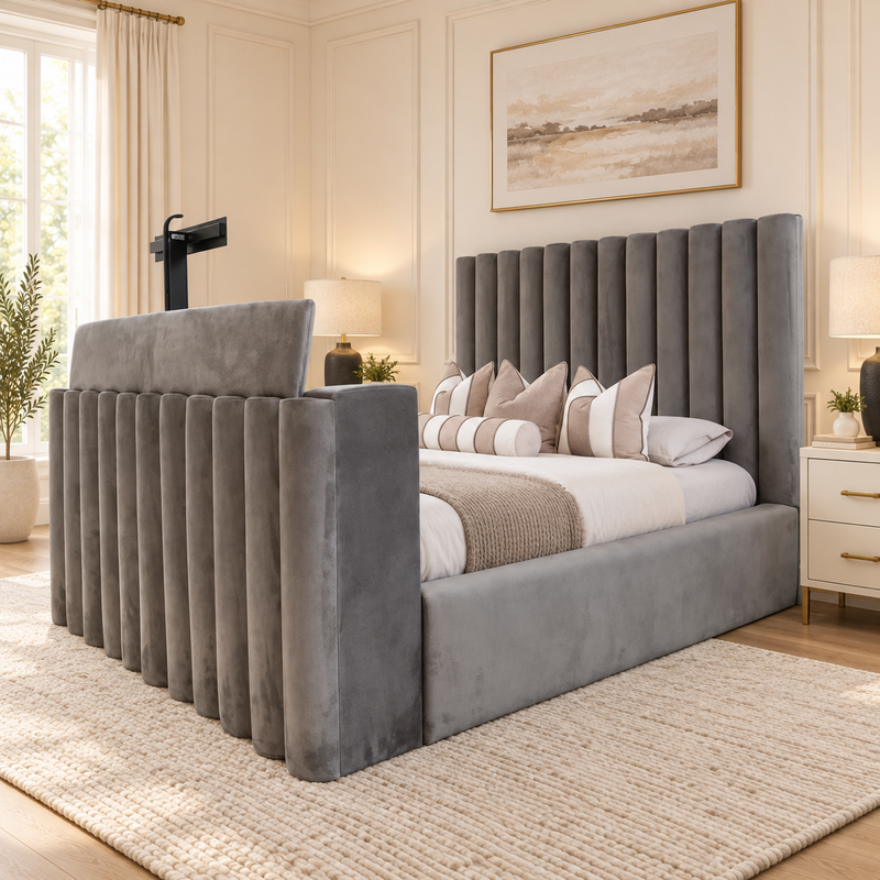 Fluted TV Bed Frame