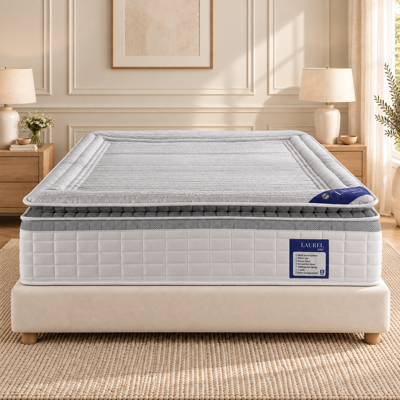 Laurel 3000 Pocket Sprung Memory Gel Pillow Top Mattress - Medium Firm