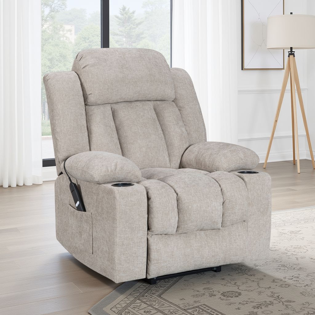 Vancouver beige electric riser recliner armchair – product view 2