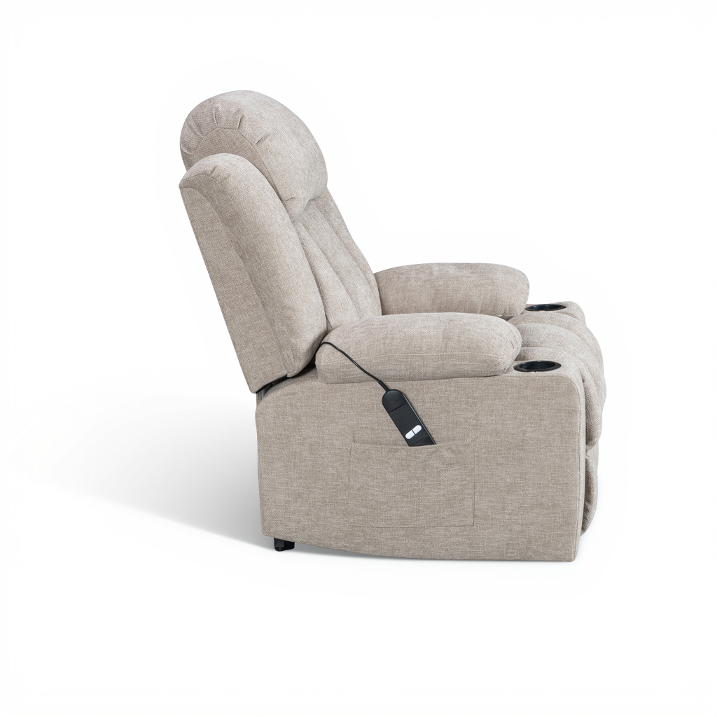 Vancouver beige electric riser recliner armchair – side view