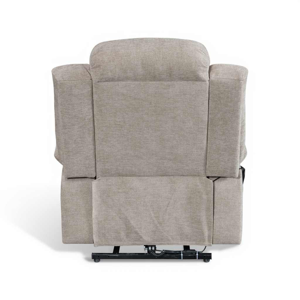Vancouver beige electric riser recliner armchair – rear view