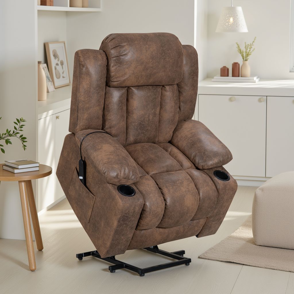 Vancouver brown electric riser recliner armchair – living room view