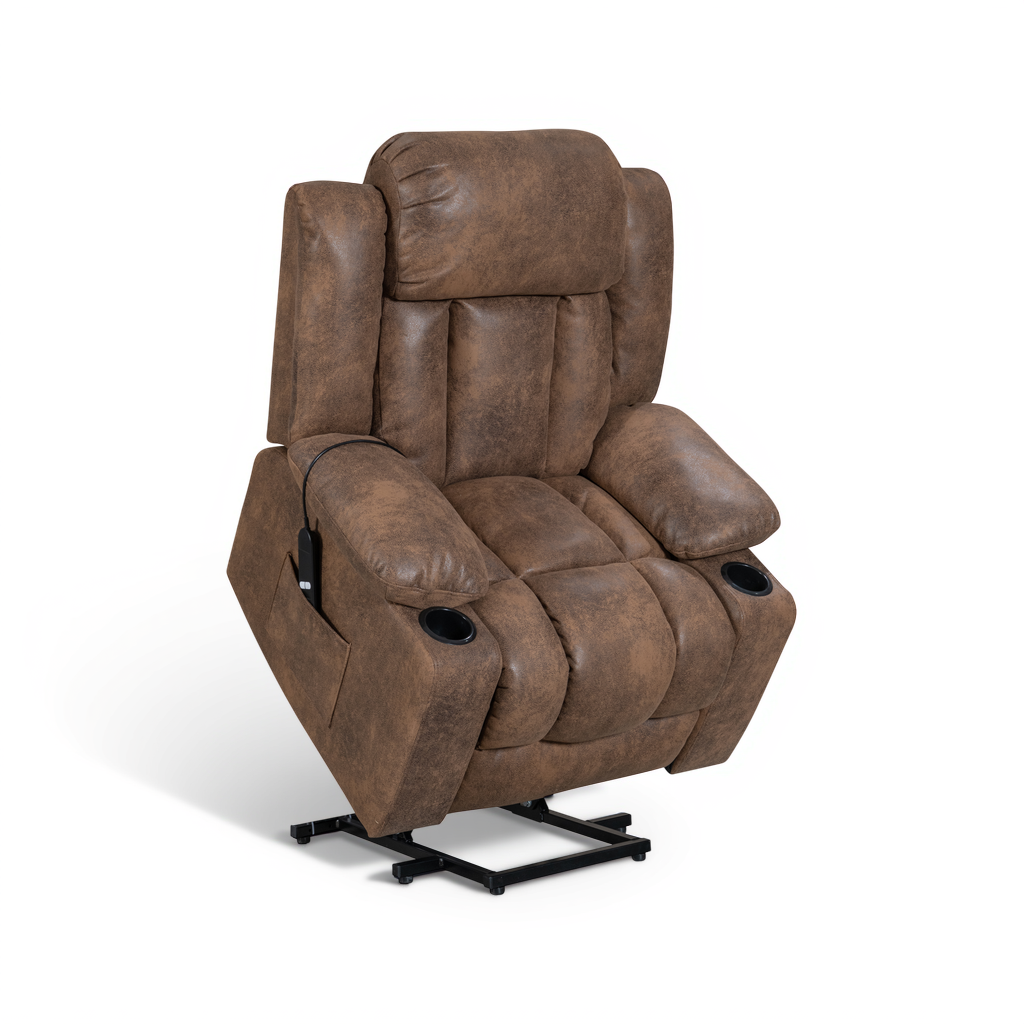 Vancouver brown electric riser recliner armchair – lift position