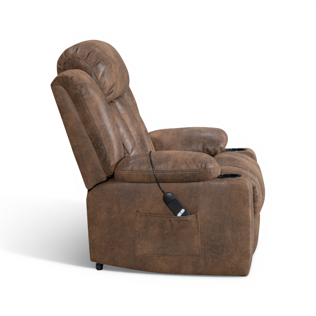 Vancouver brown electric riser recliner armchair – side view