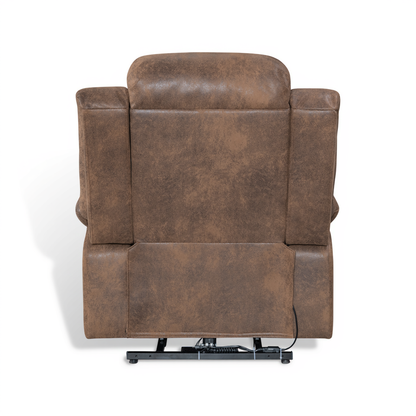 Vancouver brown electric riser recliner armchair – rear view