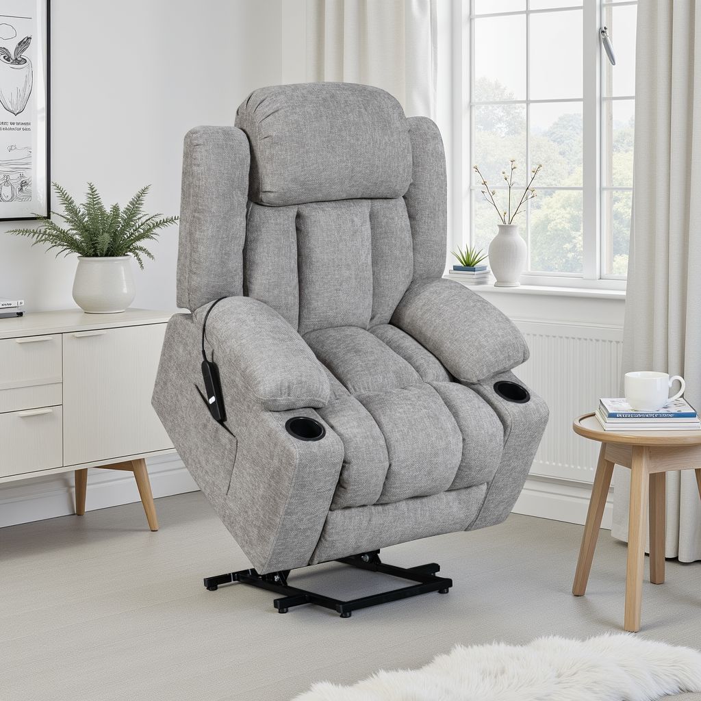 Vancouver grey electric riser recliner armchair – living room view
