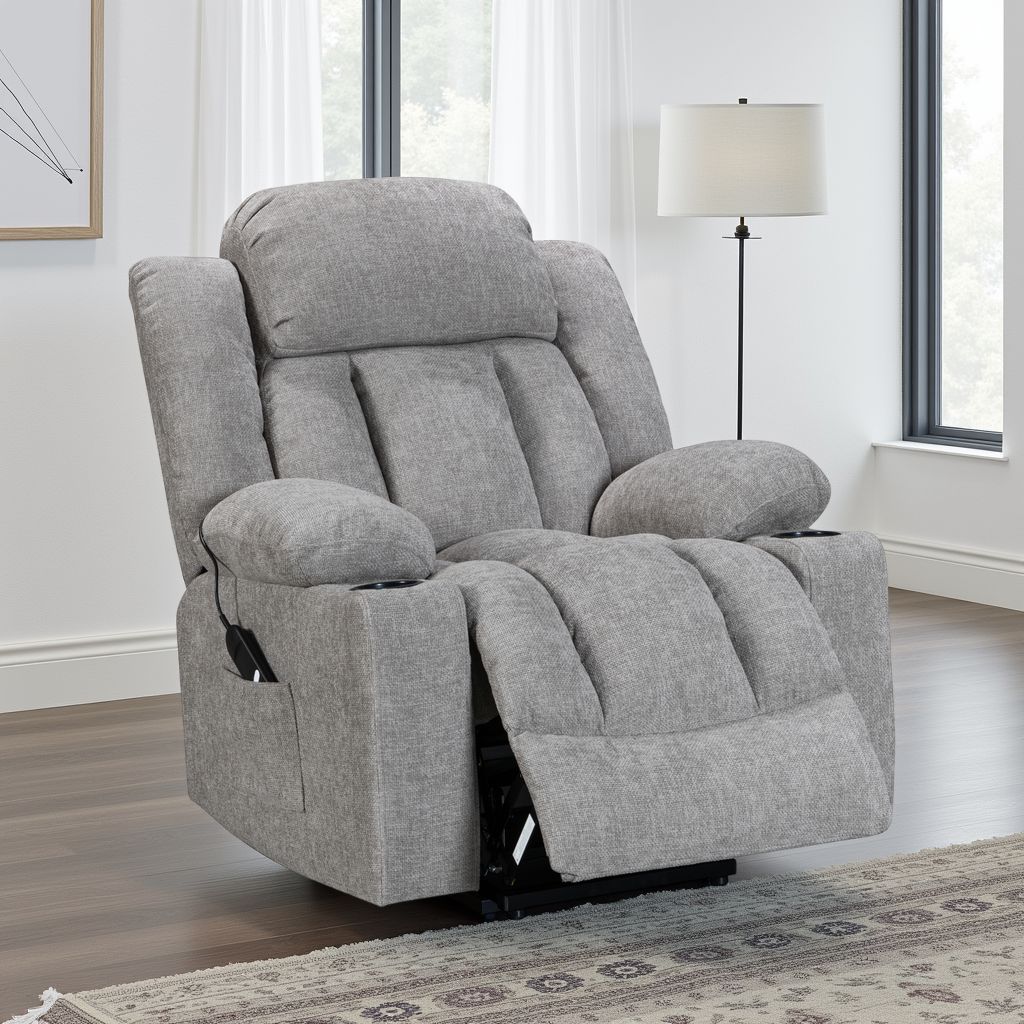Vancouver grey electric riser recliner armchair – product view 2