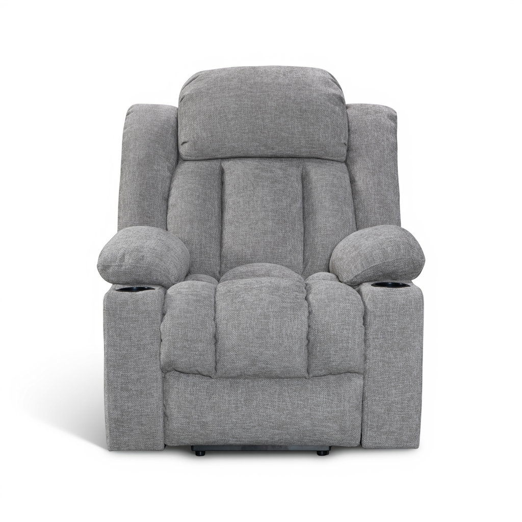 Vancouver grey electric riser recliner armchair – front view