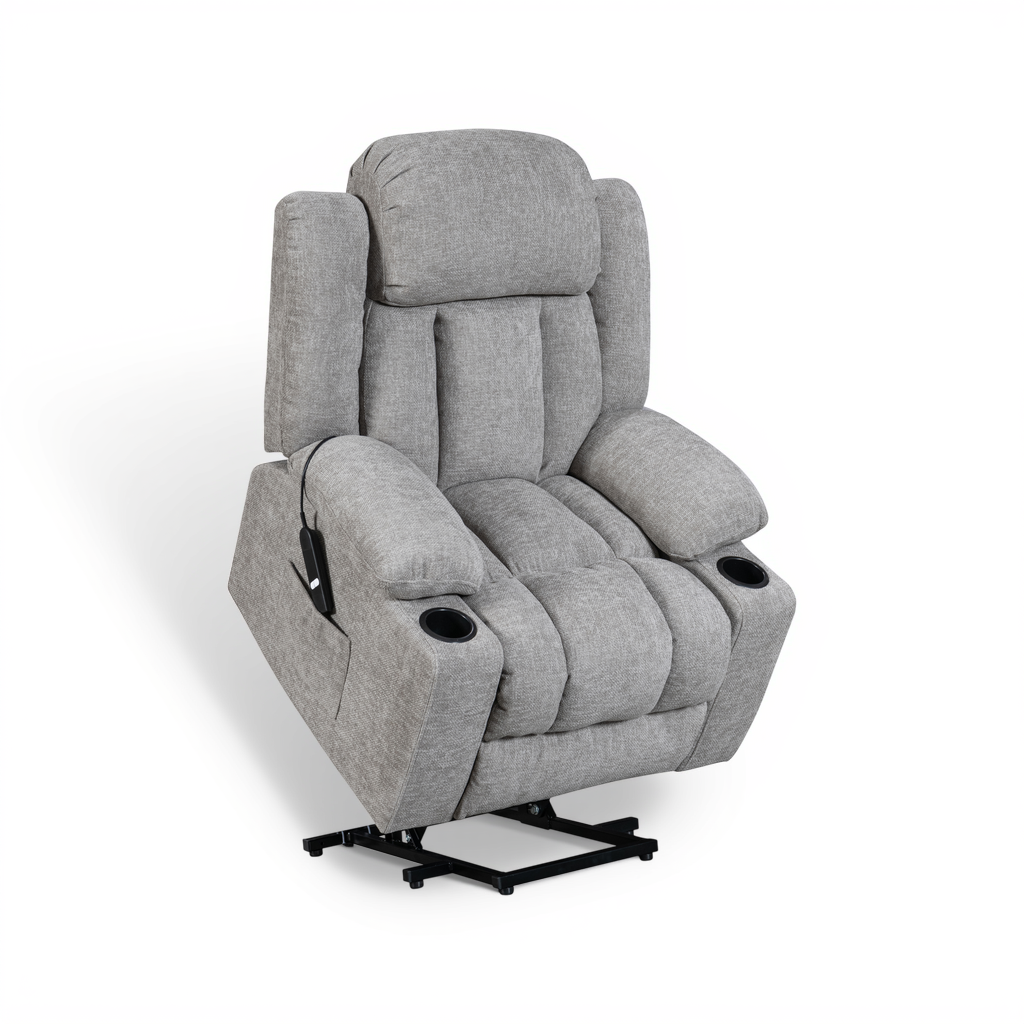 Vancouver grey electric riser recliner armchair – lift position