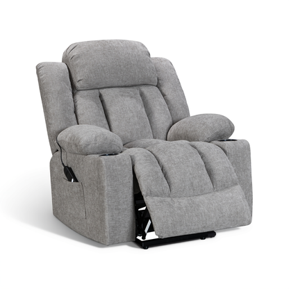 Vancouver grey electric riser recliner armchair – angled view