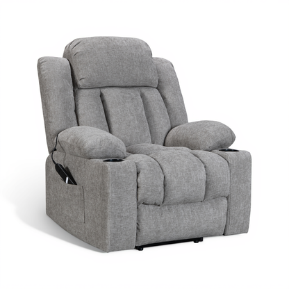 Vancouver grey electric riser recliner armchair – angled view