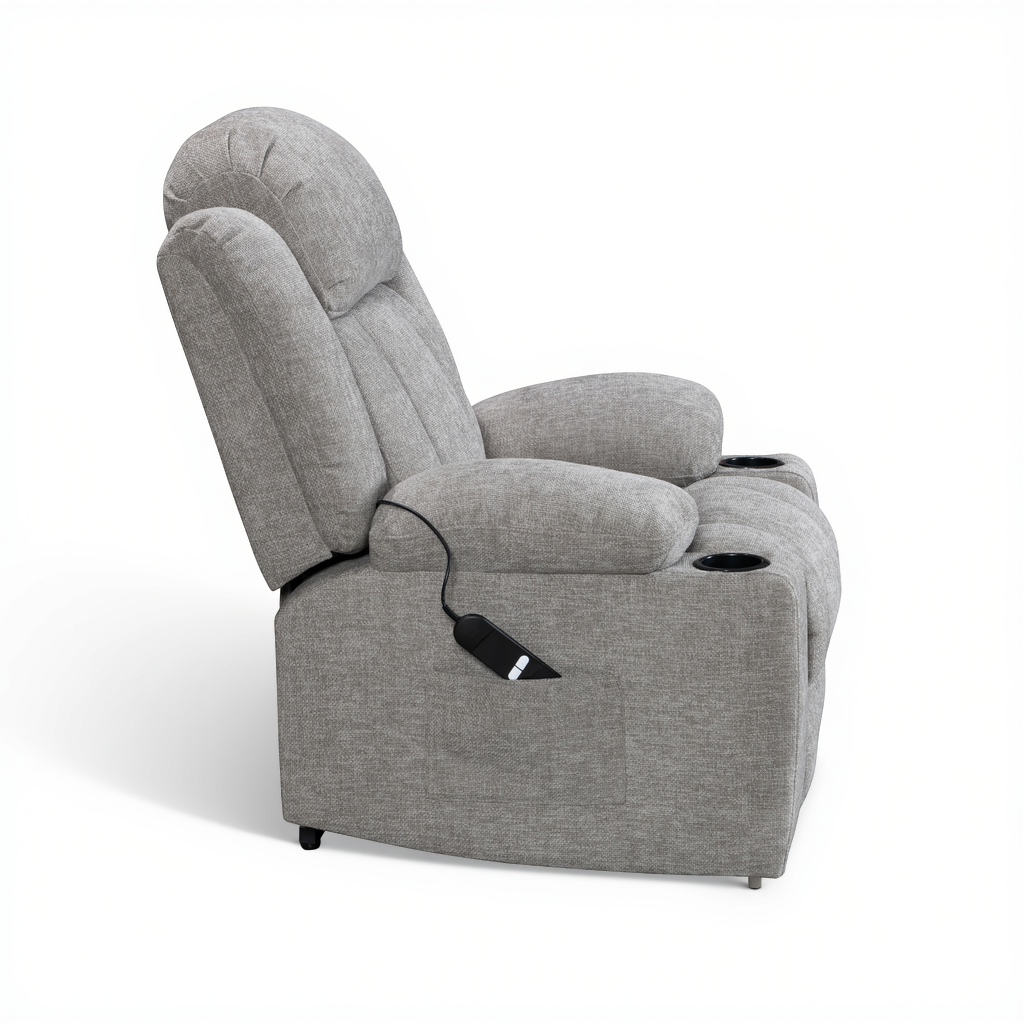 Vancouver grey electric riser recliner armchair – side view