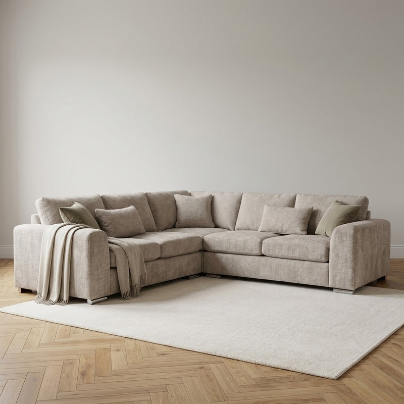 Logan Woven Chenille Beige 2C2 Corner Sofa