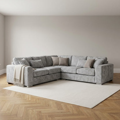 Logan Woven Chenille Grey 2C2 Corner Sofa