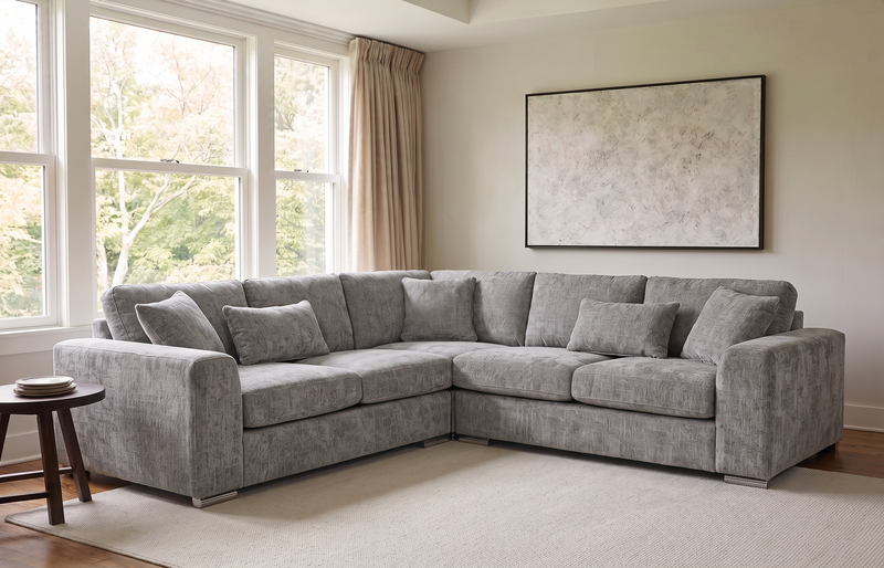 Logan Woven Chenille Grey 2C2 Corner Sofa