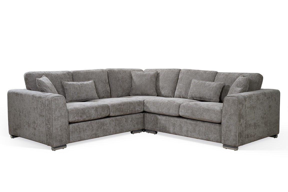 Logan Woven Chenille Grey 2C2 Corner Sofa