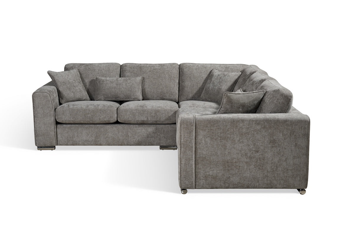 Logan Woven Chenille Grey 2C2 Corner Sofa