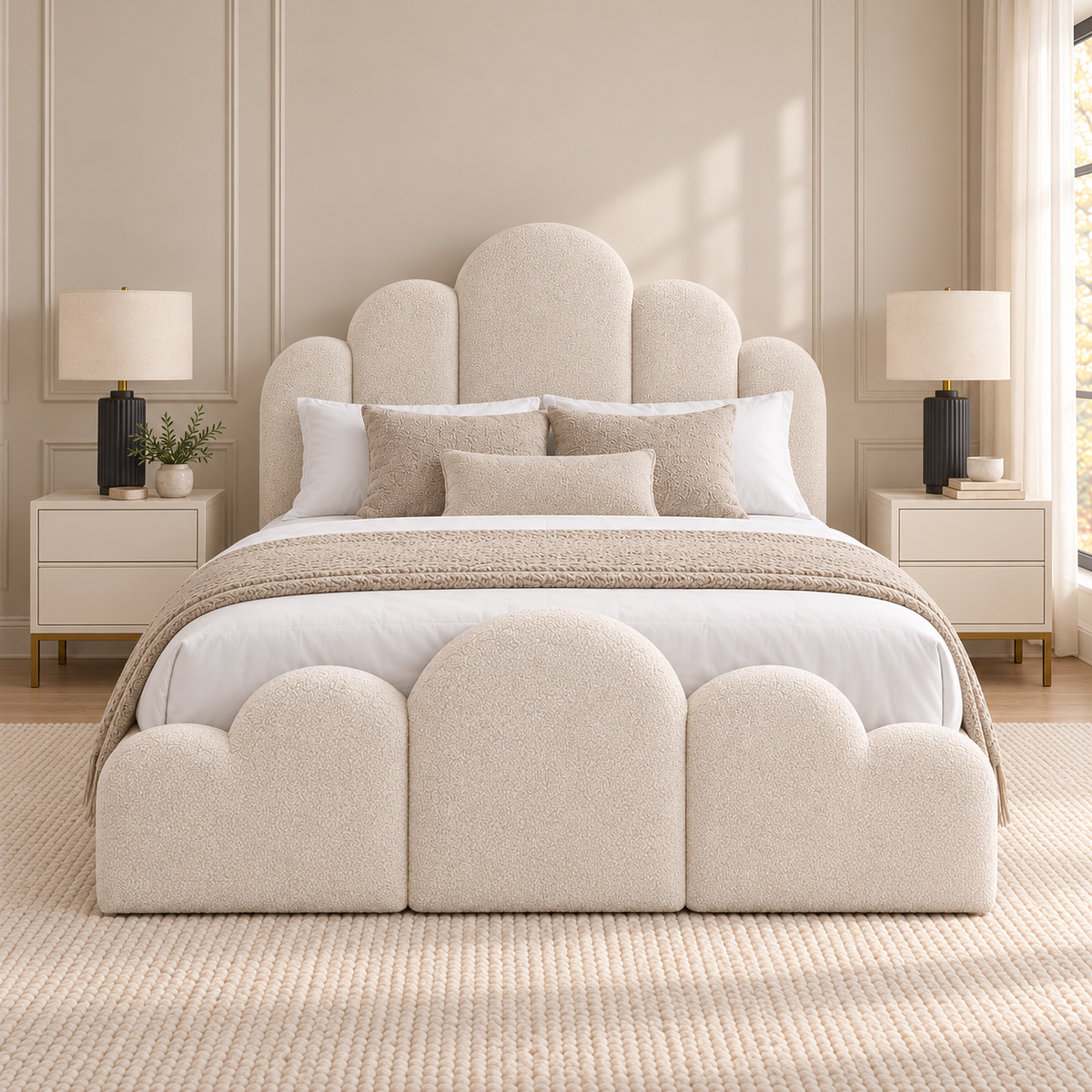 Cloudscape Bed Frame in a luxury bedroom – straight-on front view