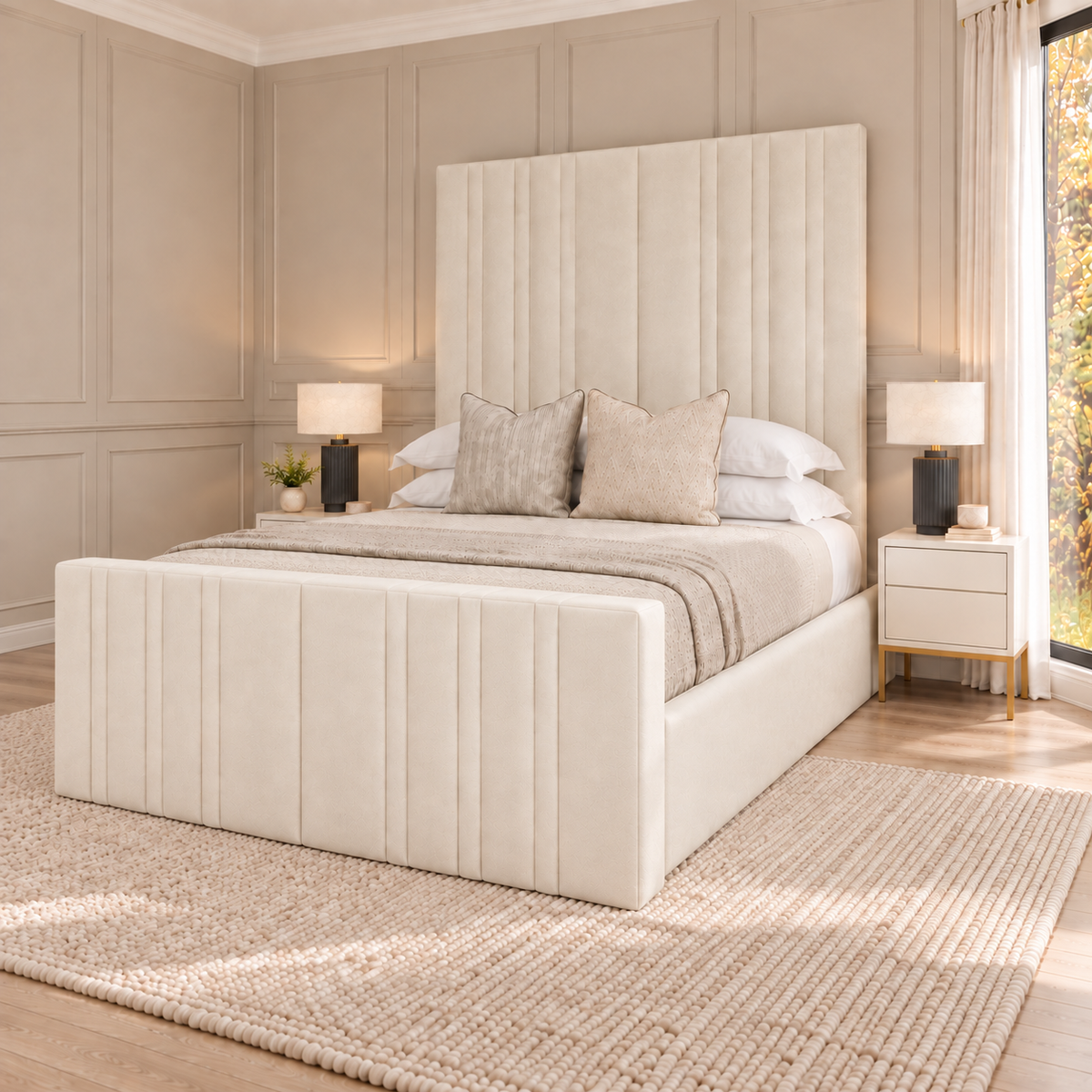 Dolce High Headboard Bed Frame with 4-inch footboard – right angle view