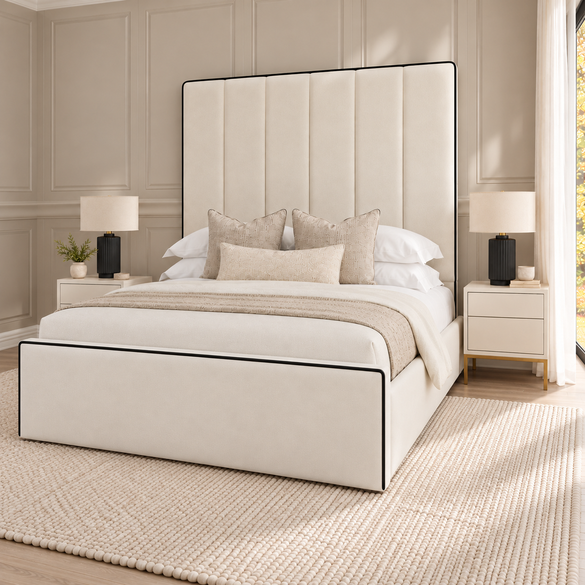 Emma Piping Bed Frame – right angle view